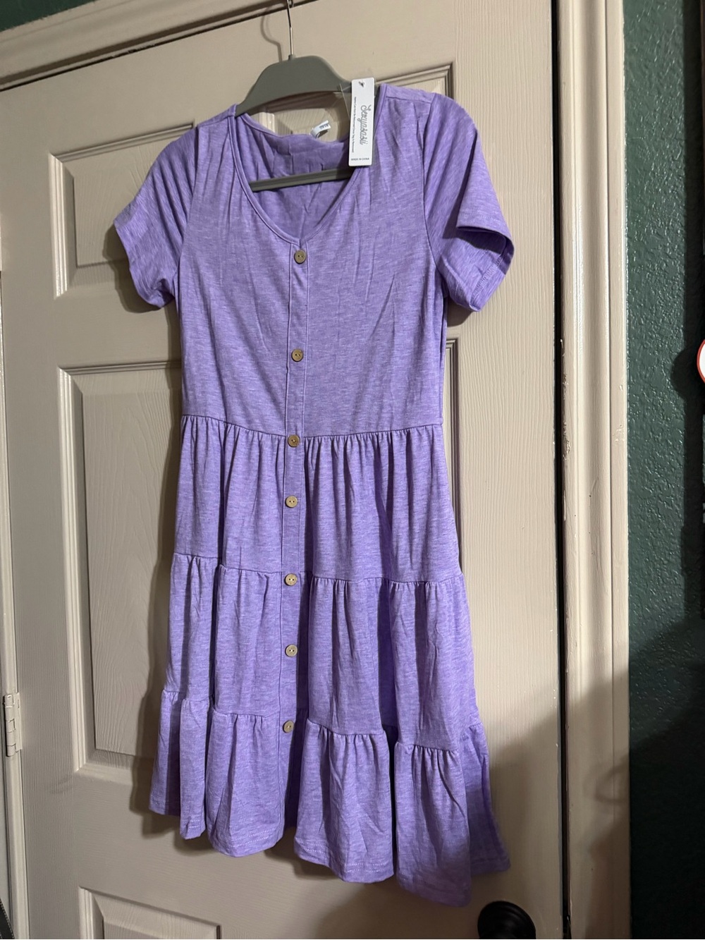 Ladies Lavender Tiered Button-Front Dress